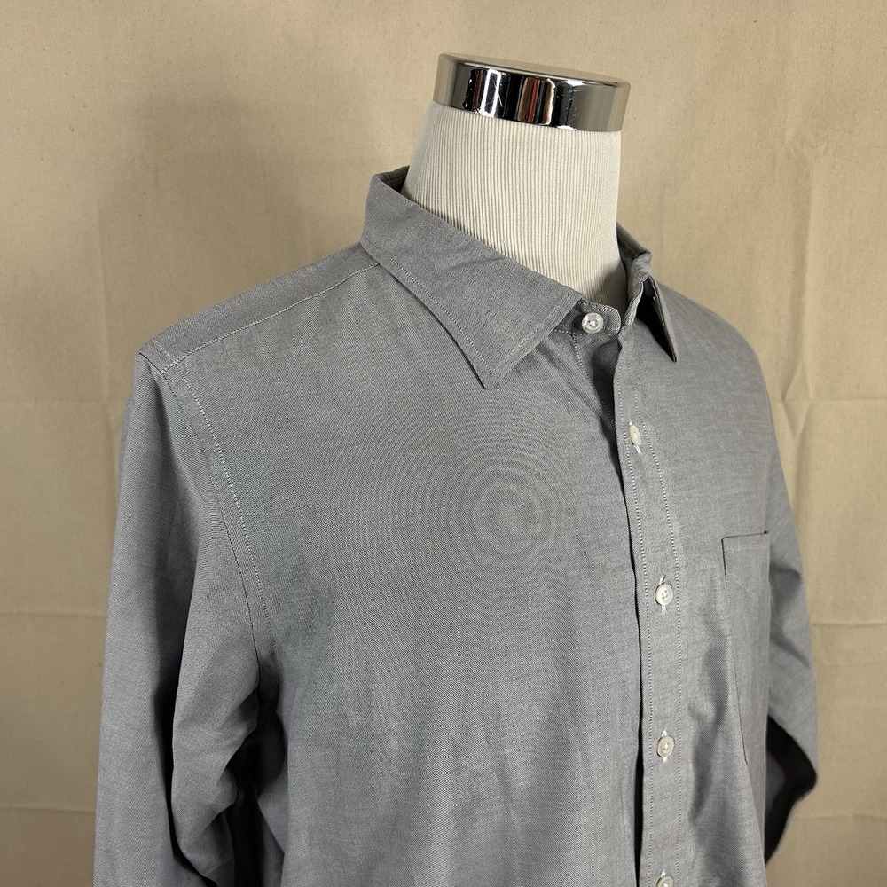Paul Stuart XL Casual Oxford Cloth Shirt Gray 100% Cotton Button Front